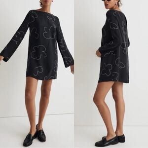 madewell shift mini dress true black floral pattern women no121 xsmall xs